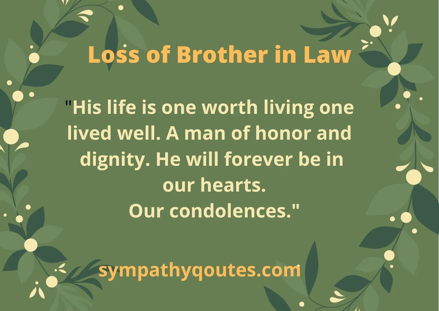 Words of Condolence For the Loss of Brother in Law