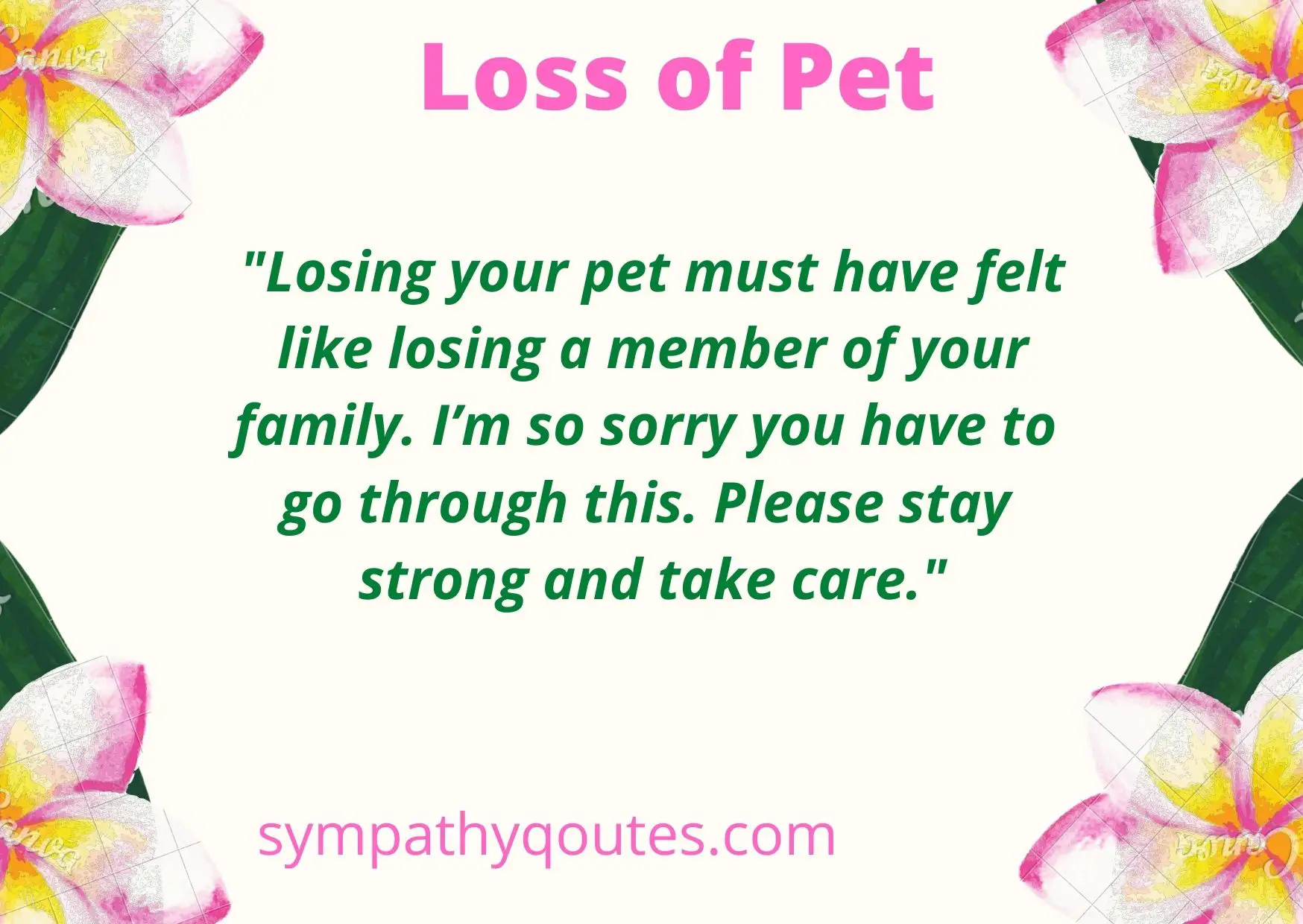 Sympathy messages for the loss of Pet